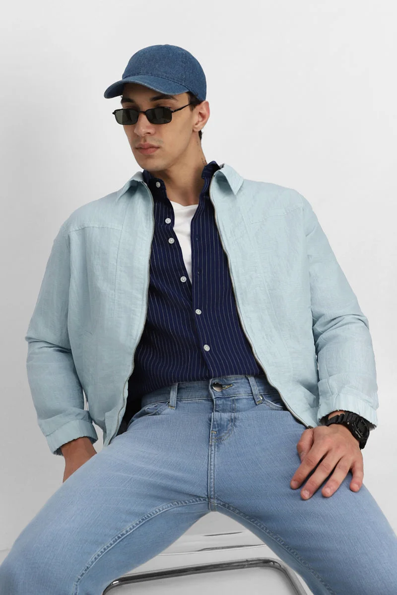 SNITCH Textured Zipper Relaxed Fit 100% Nylon Jacket